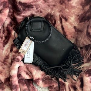 Black wristlet with fringe